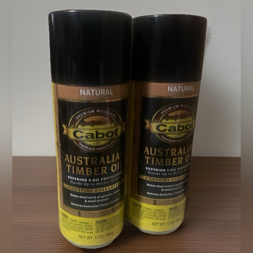 Lot of 2 Cabot Australian Timber Oil NATURAL Color 12oz Superior 3-Oil Protect